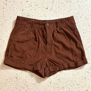 American Eagle Brown Corduroy High Waist Cuffed Shorts Size 4